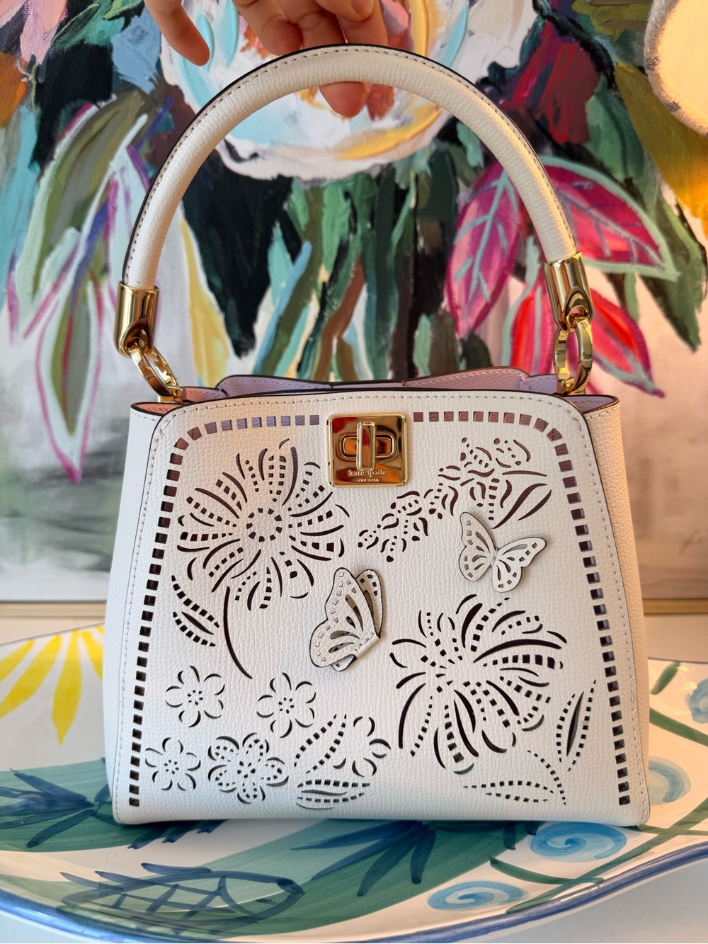Kate Spade Butterfly Phoebe Cut Out Perforated Small Top Handle Satchel Bag